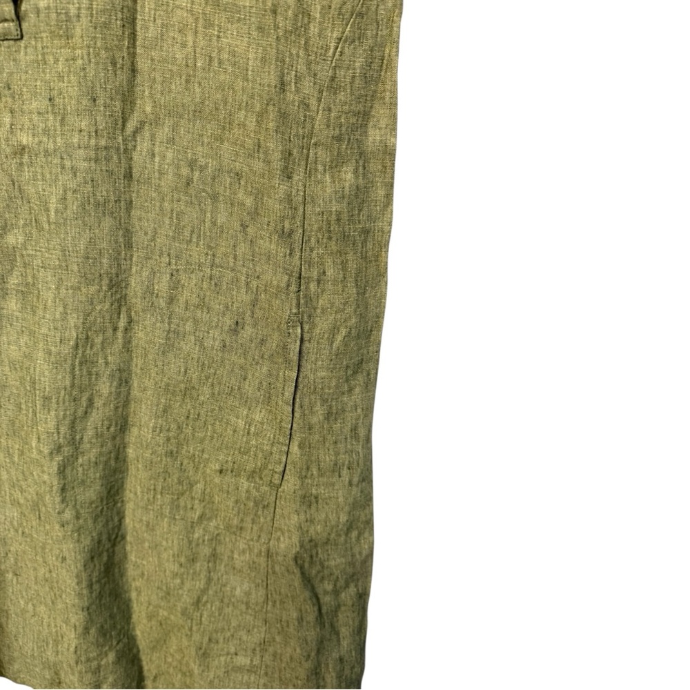 Eileen Fisher Olive Green Linen Shift Dress - Picture 5 of 7